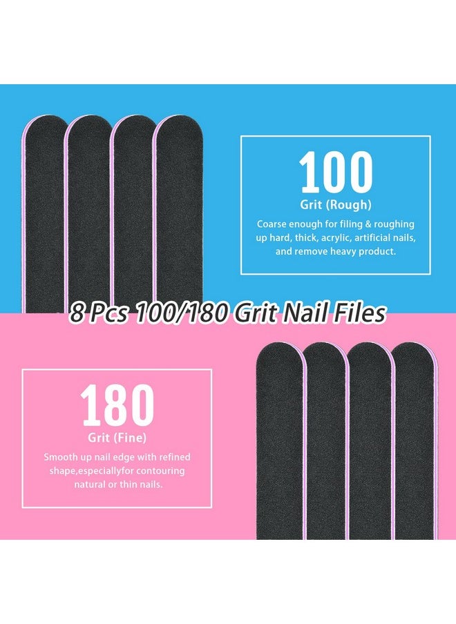 Nail File 20 Pcs Double Sided Emery Board For Natural Acrylic Nails 100/180 120/240 320/800 Grit, Professional Manicure Pedicure Tools, Nail Buffering Files