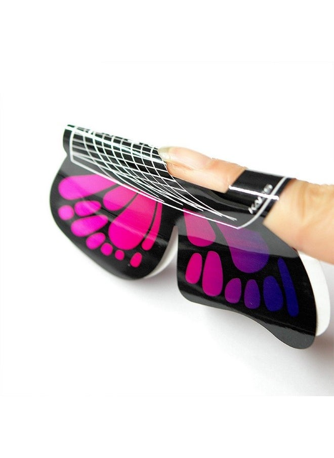 100Pcs In 1 Roll Big Size Butterfly-Shape Self Adhesive Gel Nail Extension Nail Forms For Acrylic Nails Tips