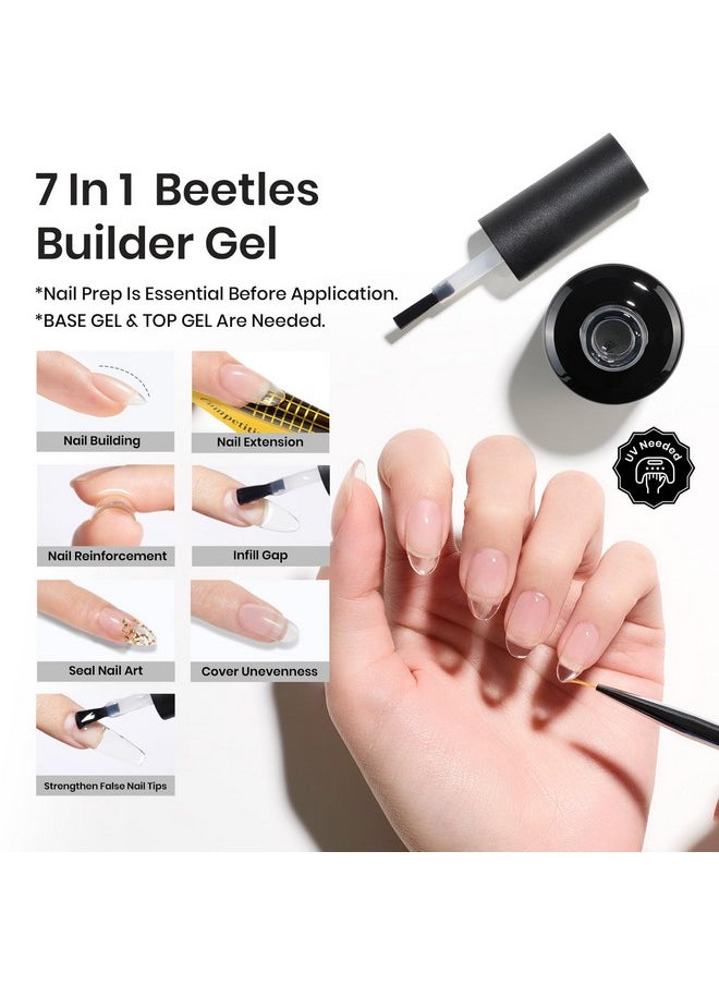 Beetles Builder Gel For Nails: 15Ml Gel Polish Low Heat Clear 7 In 1 Builder Strengthener Gel With Detachable Liner Nail Brush For Structure Gel And Nails Art Design Gift For Women