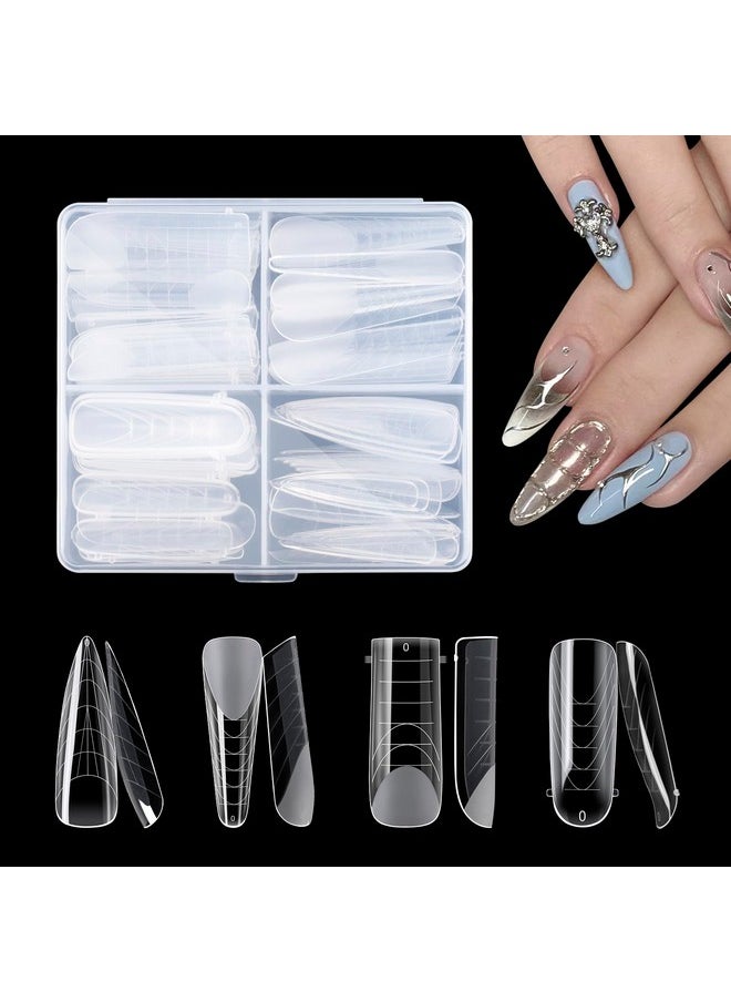 Nail Extension Form Tips Acrylic Nails Mold Artificial Dual Forms System Uv Gel Diy Polish Manicure Tool 96Pcs(4 Types)