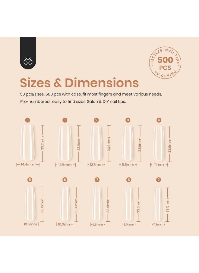 Beetles Gel Nail Kit Gel Nail Tips, 500Pcs Pre-Shaped Long Square Gelly Tips Clear Press On Nail Tips Full Cover False Nails For Gel Art Soak Off Nail Extensions Acrylic Nails Women Gifts