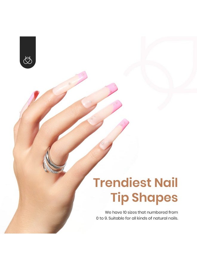 Beetles Gel Nail Kit Gel Nail Tips, 500Pcs Pre-Shaped Long Square Gelly Tips Clear Press On Nail Tips Full Cover False Nails For Gel Art Soak Off Nail Extensions Acrylic Nails Women Gifts