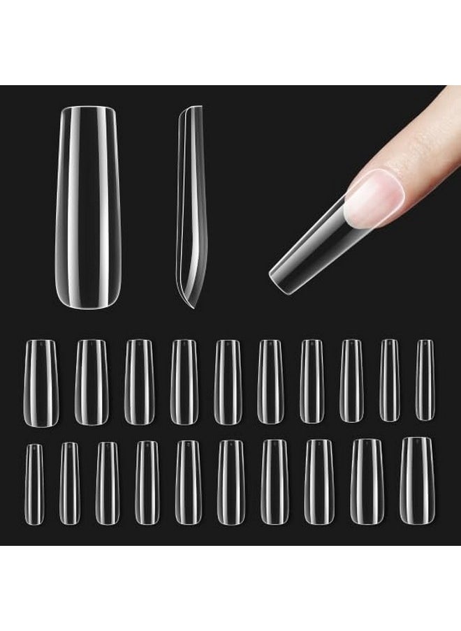 Beetles Gel Nail Kit Gel Nail Tips, 500Pcs Pre-Shaped Long Square Gelly Tips Clear Press On Nail Tips Full Cover False Nails For Gel Art Soak Off Nail Extensions Acrylic Nails Women Gifts