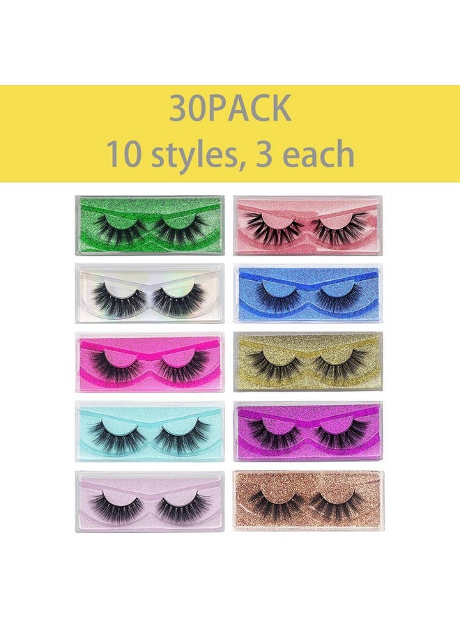 Bulk Christmas Gifts Mikiwi 30 Pack Eyelashes, 12-20Mm 5D Fake Mink Eyelashes Wholesale, Fluffy Natural Volume Eye Lashes, Individual Package Faux Mink Lashes Wholesale