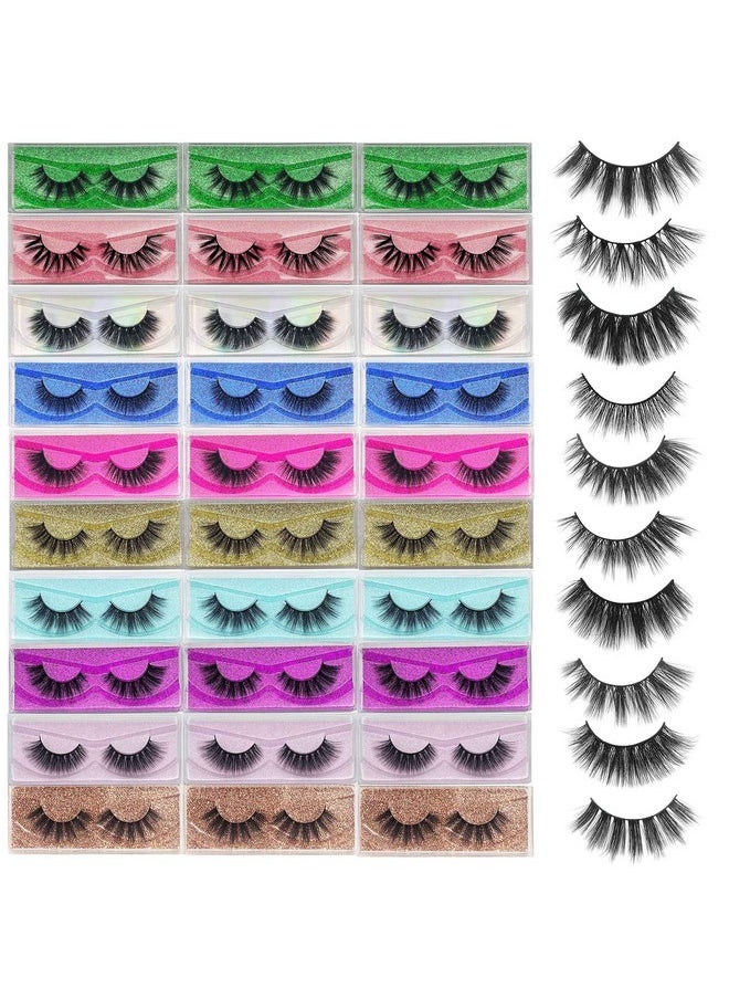 Bulk Christmas Gifts Mikiwi 30 Pack Eyelashes, 12-20Mm 5D Fake Mink Eyelashes Wholesale, Fluffy Natural Volume Eye Lashes, Individual Package Faux Mink Lashes Wholesale