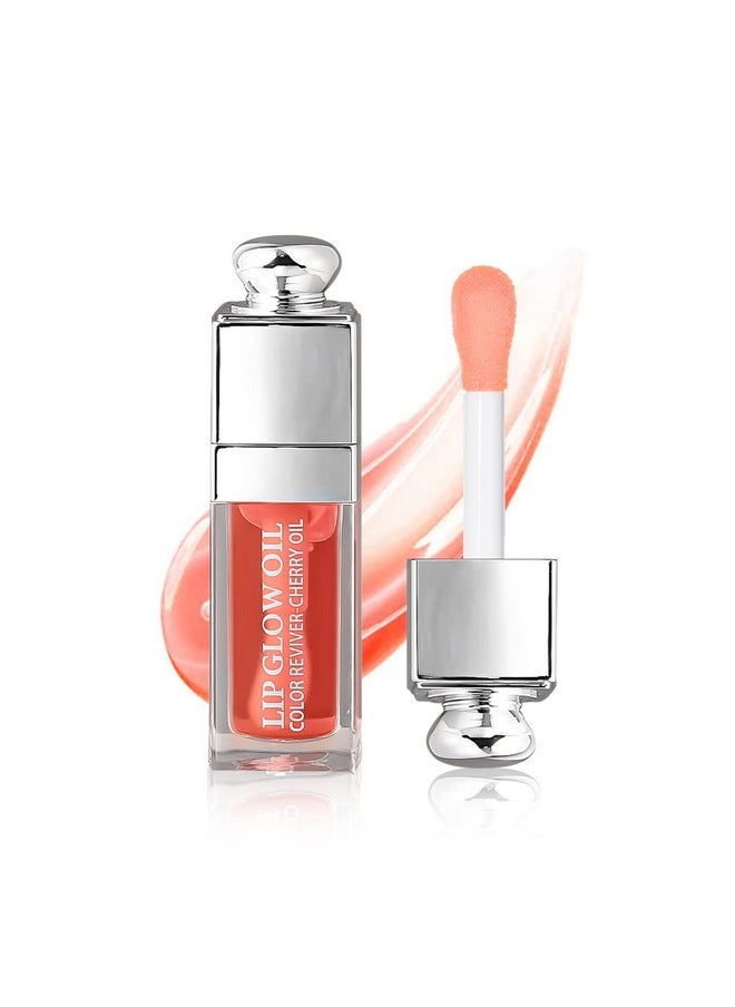 Hydrating/Moisturizing Lip Glow Oil Gloss Transparent Toot Lip Oil Tinted Non-Sticky Nourishing Long Lasting Repairing Lightening Lip Lines And Dry Lips Lip Care Products (Pink) 0.2 Oz
