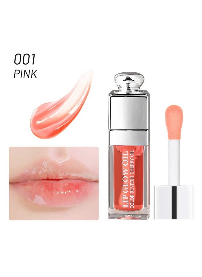 Hydrating/Moisturizing Lip Glow Oil Gloss Transparent Toot Lip Oil Tinted Non-Sticky Nourishing Long Lasting Repairing Lightening Lip Lines And Dry Lips Lip Care Products (Pink) 0.2 Oz