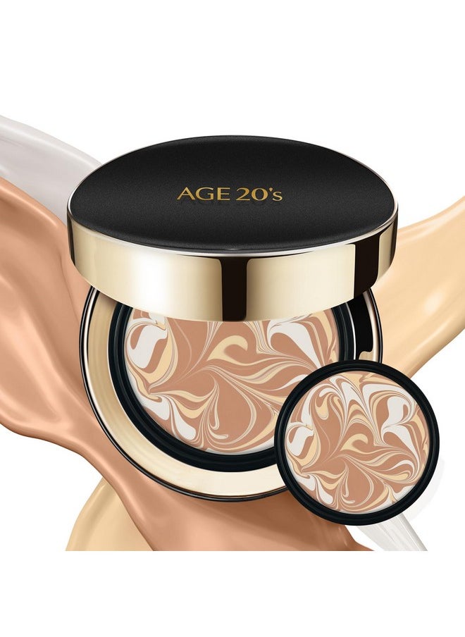 Signature Intense Sunscreen Spf 50+ Foundation, Natural Coverage, Cushion Korean Makeup, 71% Essence Natural Dewy Finish, Refill Included, 23 Medium Beige (0.49 Oz X2 Ea)
