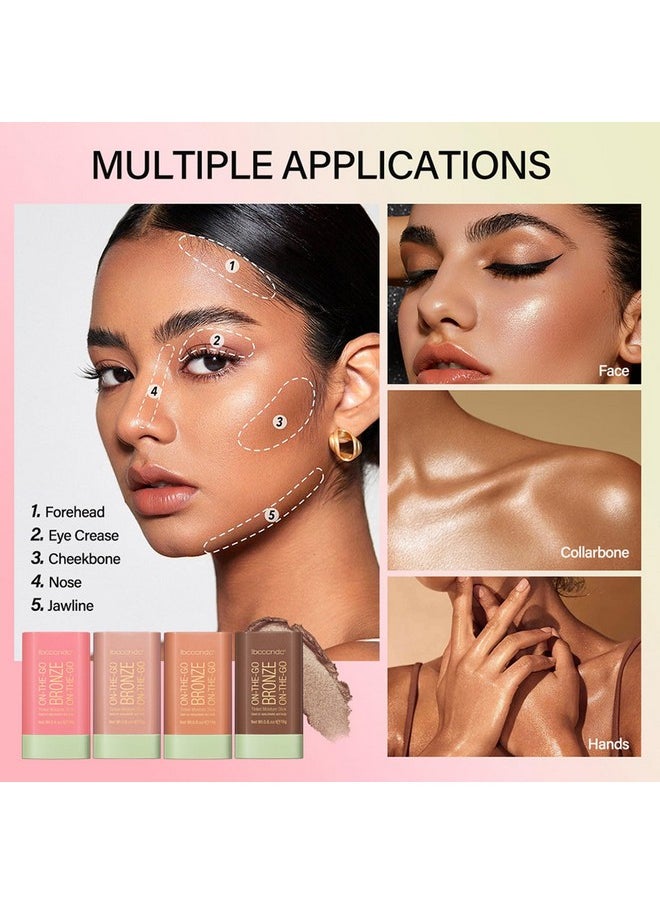Multi-Use Makeup Bronzer Stick, On The Go Glow Bronze Tinted Moisture Stick, Hydrating Solid Moisturizer With Bronze Tint, Natural Bronzed Glow, Blends Effortlessly, For Eyes, Lips & Cheeks