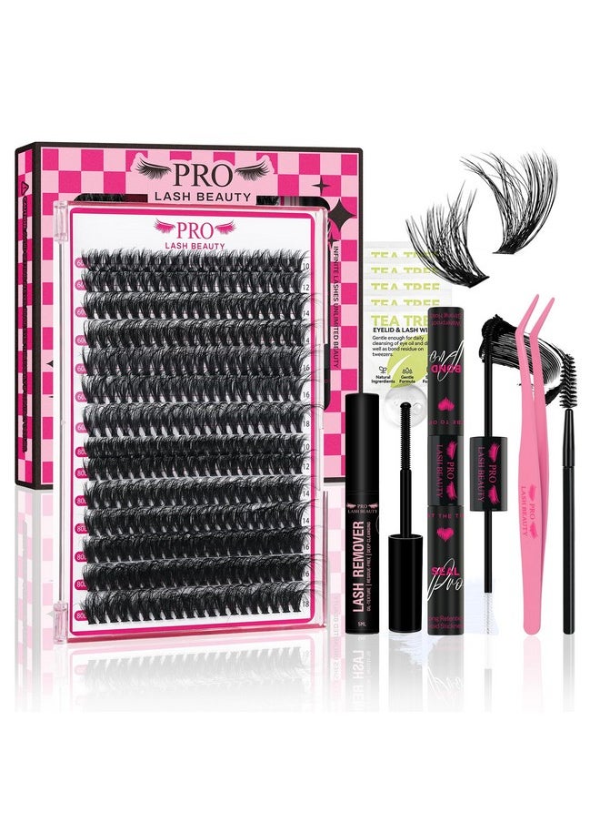 Lash Extension Kit Lash Clusters Kit 3D Soft Individual Lashes With Lash Bond And Seal Lash Tweezers Eyelash Remover Diy Eyelash Extension(60D+80D,D-10-18Mix Kit)