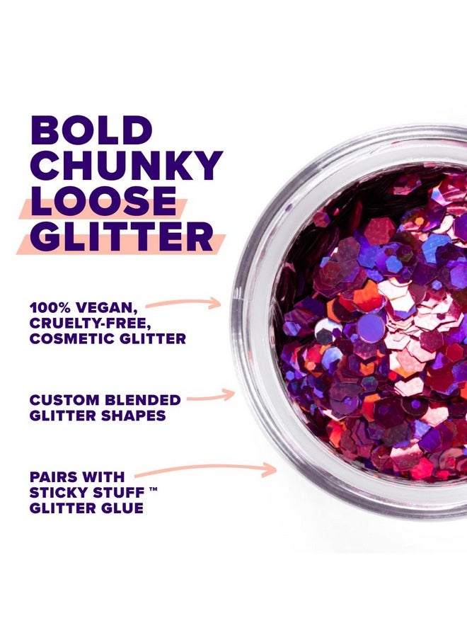 Macro Glitter - Face & Body Glitter - Cosmetic Grade Loose Glitter - Stocking Stuffers For Women, Gifts For Teen Girls - Safe For Face, Easy Application & Removal - Pink (Zinnia)