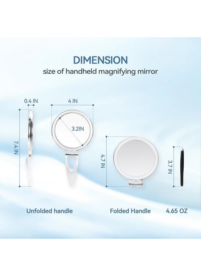 30X Magnifying Mirror, Magnifying Mirror With Stand And Tweezers, Handheld Mirror With 30X/1X Magnification, Compact Mirror For Traveling, 30X Makeup Mirror For Pluck Eyebrows