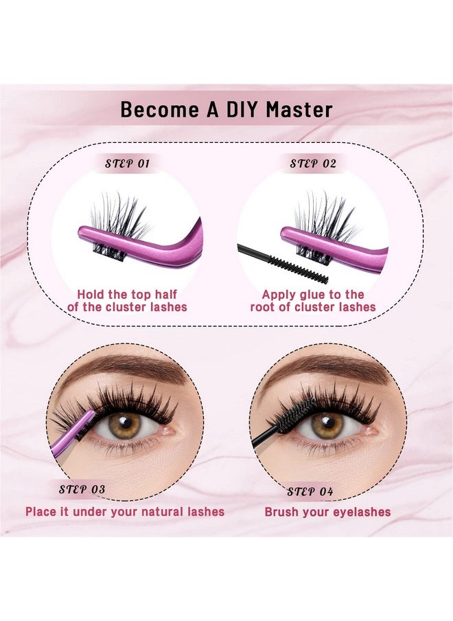 Lash Clusters 180 Pcs Diy Individual Fluffy Eyelash Extension And Mirror 2 In 1 Easy To Apply At Home Lashes (Attraction,D-10-16Mix)