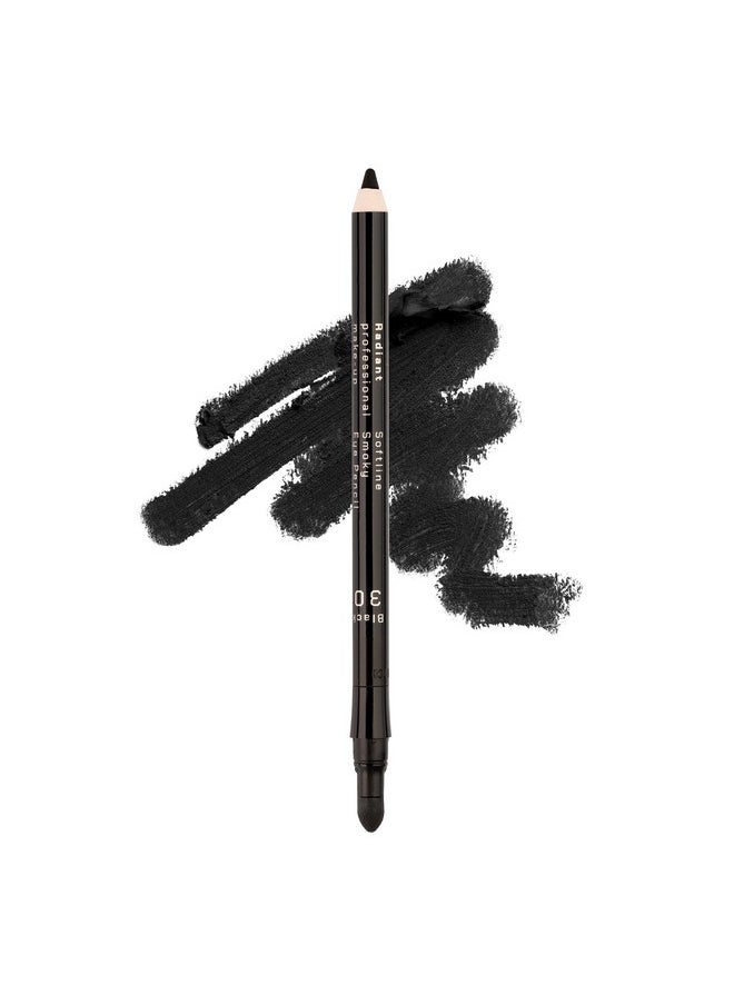 Radiant Professional Black Waterproof Eyeliner Pencil - Eyeliner Waterproof Smudge Proof - Long Lasting Under Eye Pencil For Smoky Eye - Soft Waterline Eyeliner Smudger Tool, Smoky Black (30)