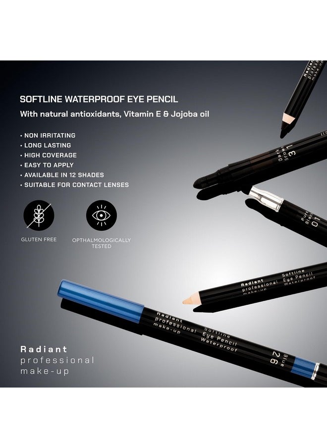 Radiant Professional Black Waterproof Eyeliner Pencil - Eyeliner Waterproof Smudge Proof - Long Lasting Under Eye Pencil For Smoky Eye - Soft Waterline Eyeliner Smudger Tool, Smoky Black (30)