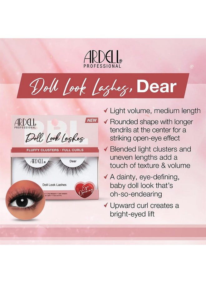 Doll Look Lashes Dear Light Volume & Medium Length False Eyelash For Women, Rounded Shape With Longer Tendrils, Blended Light Clusters & Uneven Lengths