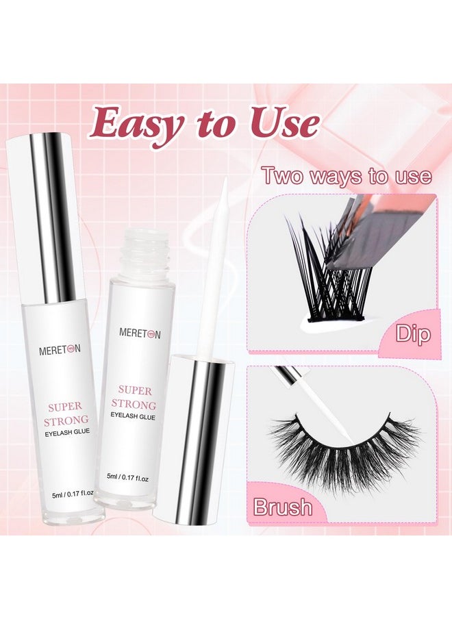 Lash Glue For False Eyelashes, Super Strong Hold Clear Eyelash Glue, Latex Free Long-Lasting Lash Adhesive Waterproof White Strip Eye Lash Glue, Fast Drying Eyelash Adhesive 5Ml 0.17Oz