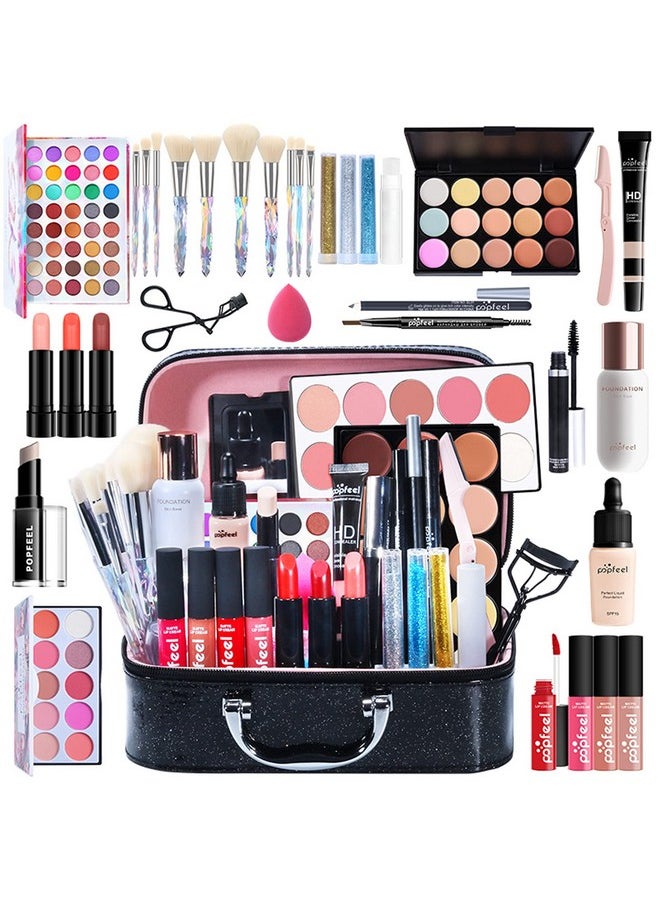 All-In-One Holiday Gift Makeup Set Cosmetic Essential Starter Bundle Include Eyeshadow Palette Lipstick Concealer Blush Mascara Foundation Face Powder - Makeup Kit For Women Full Kit