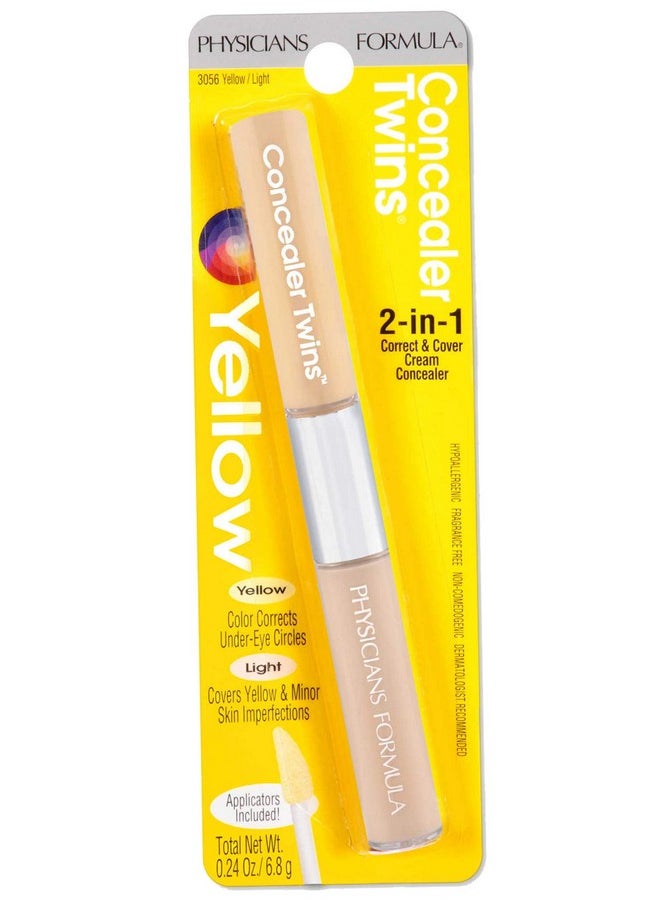 Cream Dual-Ended Concealer Stick Yellow/Light, Neutralizing, Dark Circles, Scars, Blemishes, Eyes