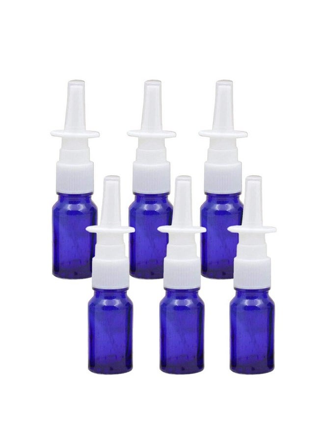 6Pcs 10Ml/0.34Oz Empty Refillable Glass Nasal Spray Bottles Makeup Water Travel Containers Jars With Fine Mist Sprayers (Blue)