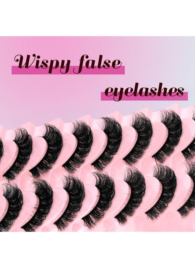 Eyelashes Dd Curl Russian Strip Lashes Wispy False Eyelashes That Like Lash Extensions 10 Pairs Soft Fake Lashes Pack (D03)