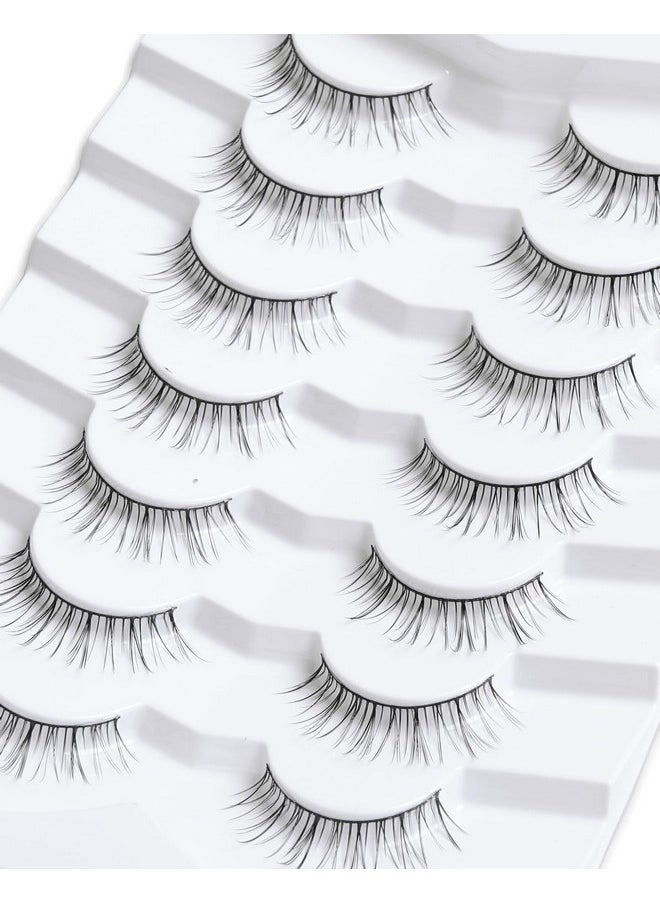 Natural Lashes Wispy Lashes Natural Look False Eyelashes Natural Flared Eyelashes False Eye Lashes Soft Fluffy Lashes 7 Pairs D14