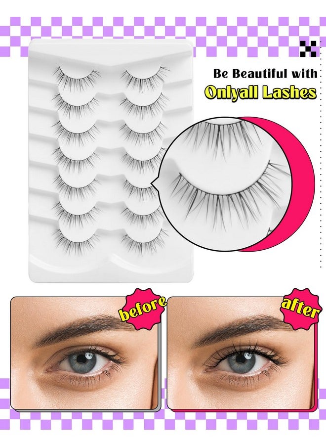 Natural Lashes Wispy Lashes Natural Look False Eyelashes Natural Flared Eyelashes False Eye Lashes Soft Fluffy Lashes 7 Pairs D14