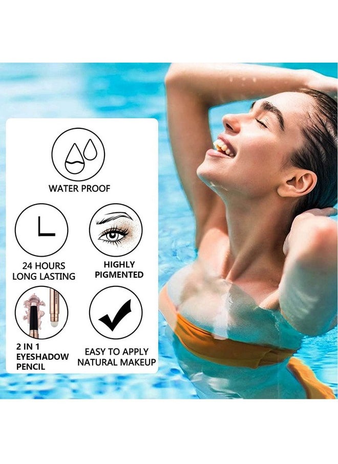 2 In 1 Rose Red Cream Eyeshadow Stick For Eye Makeup Shimmer Eyeshadow Pencil Eyeliner Palette Dark Light Matte Hypoallergenic Waterproof Long Lasting Eye Shadow Multi-Dimensional Eyes Look 06