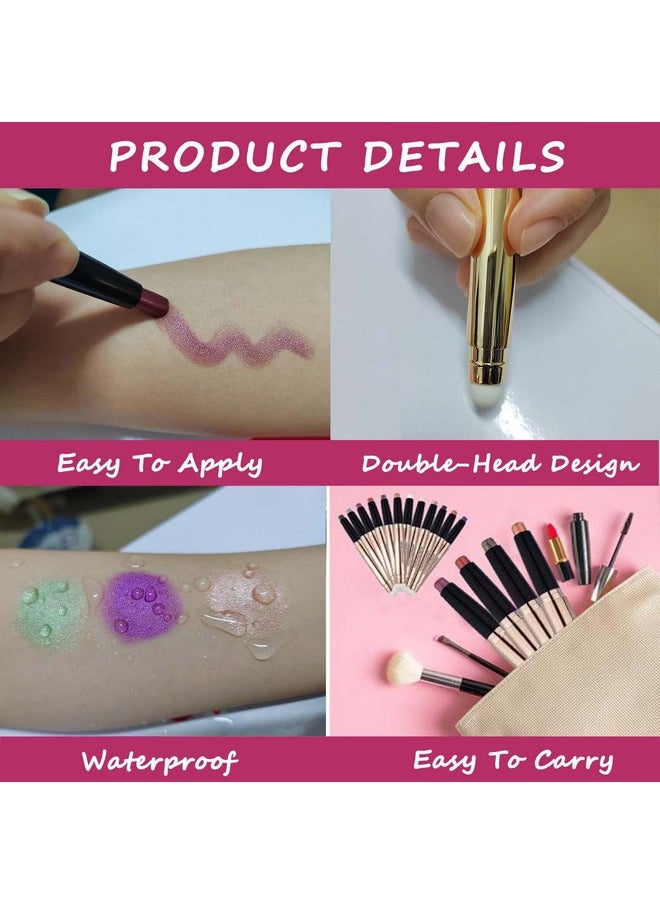2 In 1 Rose Red Cream Eyeshadow Stick For Eye Makeup Shimmer Eyeshadow Pencil Eyeliner Palette Dark Light Matte Hypoallergenic Waterproof Long Lasting Eye Shadow Multi-Dimensional Eyes Look 06