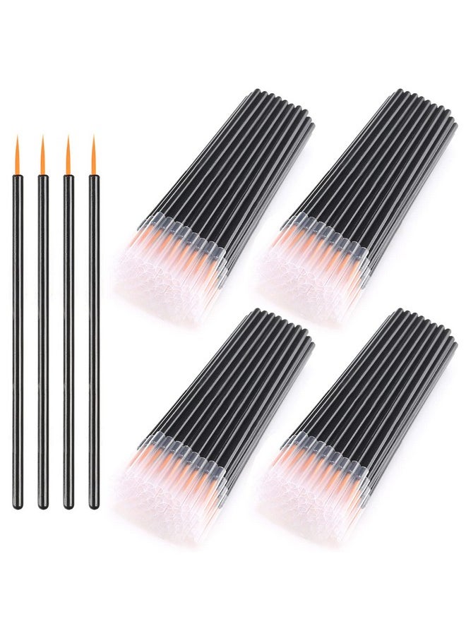 Disposable Eyeline Mascara Brushes Eyelash Brush Wands Applicator Makeup Brush Tool Kits (Black-Yellow 200Pcs)