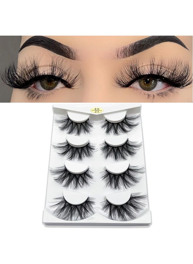 25Mm Lashes, Dramatic 6D Faux Mink Lashes, Fluffy Volume Eyelashes, Thick Crossed Lashes, Long Faux 25Mm Mink Lashes