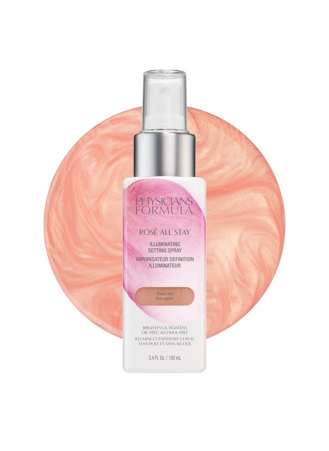 Rosé All Stay Illuminating Setting Spray For Makeup, Oil-Free, Alcohol-Free, Antioxidants | Dermatologist Tested, Clinicially Tested