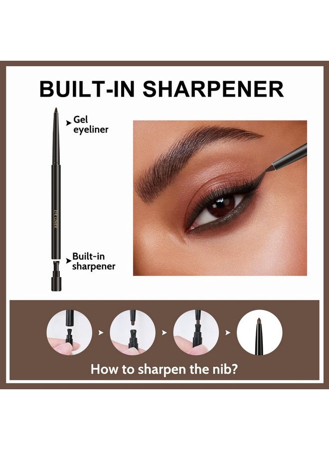Brown Gel Eyeliner For Mature Women - Waterproof Smudge-Proof Eye Liner Pencil, Gel Cream Matte Texture, Built-In Sharpener, Long Lasting Precision Waterline Eyeliner For Older Women