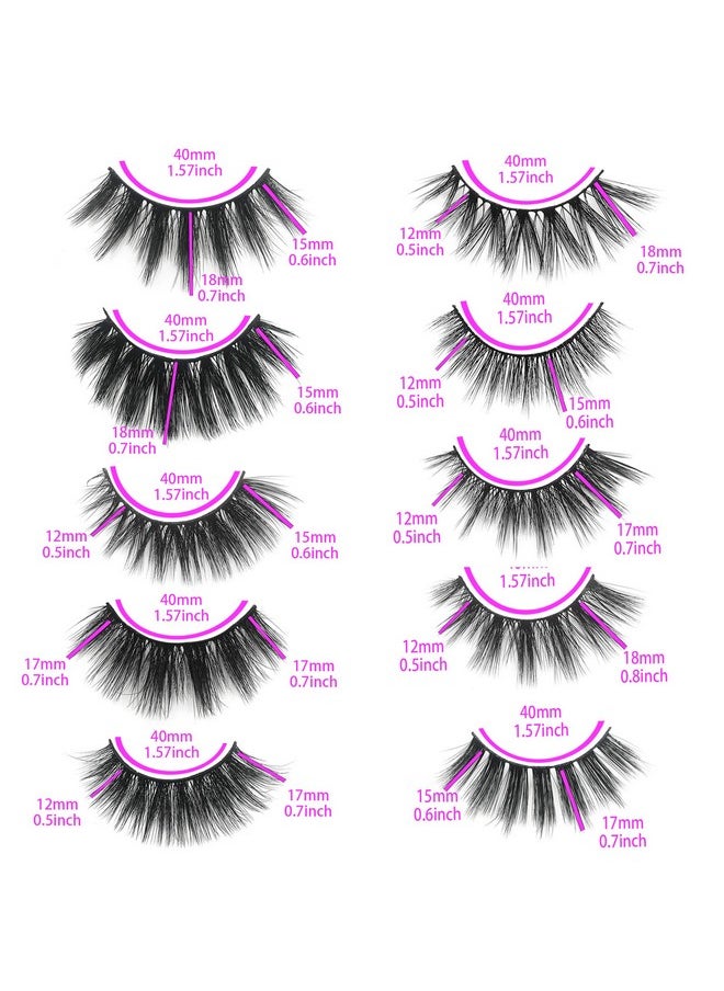 Eyelashes Mikiwi 10 Pack Lahes, 12-20Mm Wholesale 5D Fake Mink Lashes, Fuffy Natural Volume Eye Lashes, Individual Package Faux Mink Eyelashes