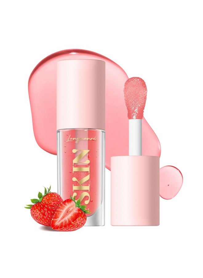 K Primer Jolilab Fruit Lip Oil,Hydrating Lip Glow Oil Plumping Glass Finish Moisturizing Lip Gloss Lip Tint Fruit Extract Lip Oil Tinted For Dry Lip And Lip Care(Strawberry Flavor)