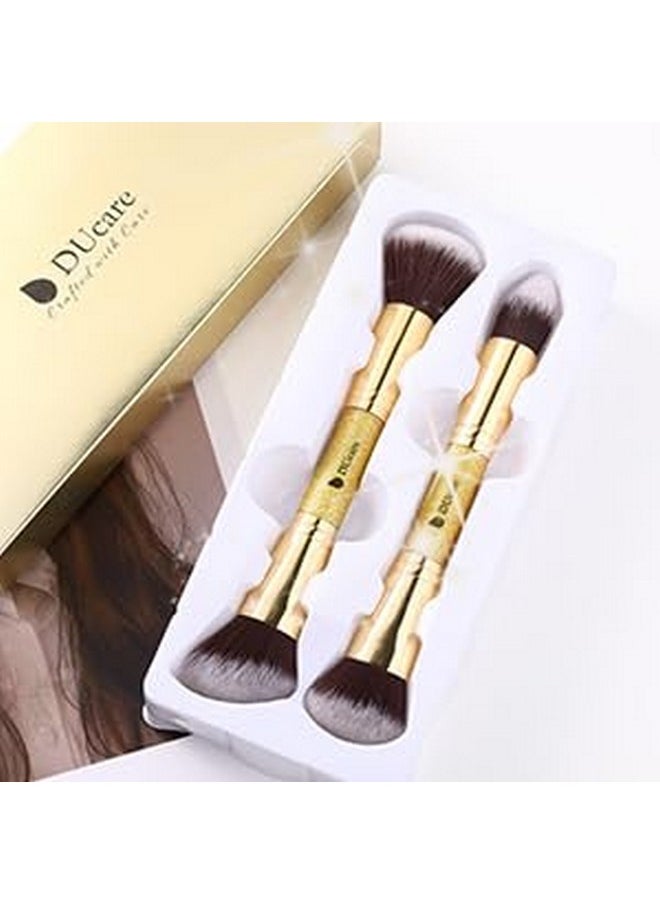 Makeup Brushes Duo End Foundation Powder Buffer And Contour Brush Synthetic Cosmetic Tools 2Pcs