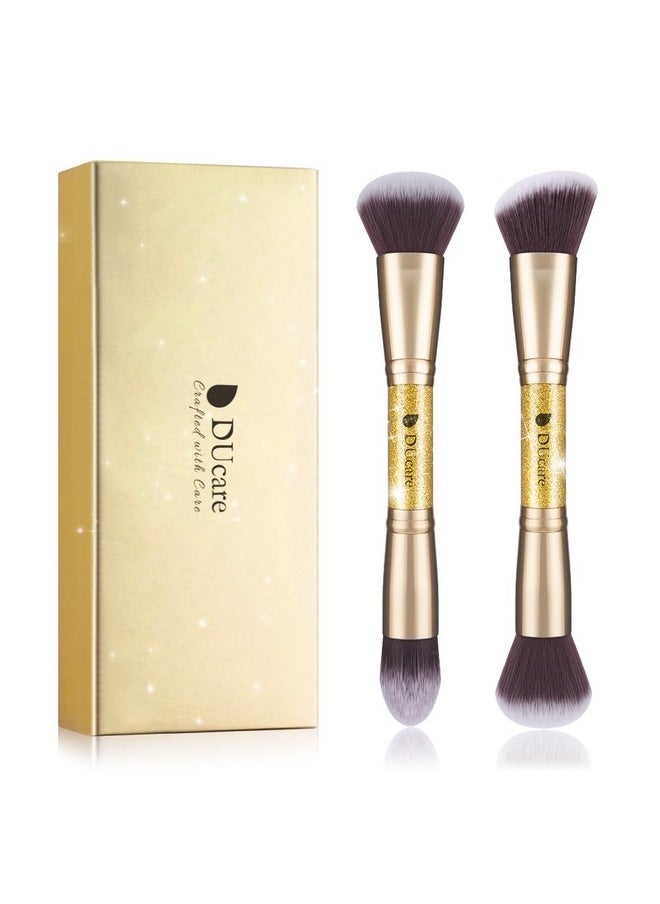 Makeup Brushes Duo End Foundation Powder Buffer And Contour Brush Synthetic Cosmetic Tools 2Pcs