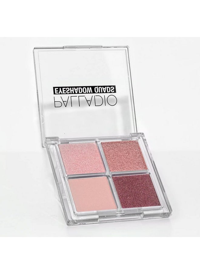 Eyeshadow Quads Velvety Pigmented Blendable Matte, Metallic & Shimmer Finishes, Creamy Formula, Four Way Quad Eye Shadow Palette, Talc-Free (Girly)