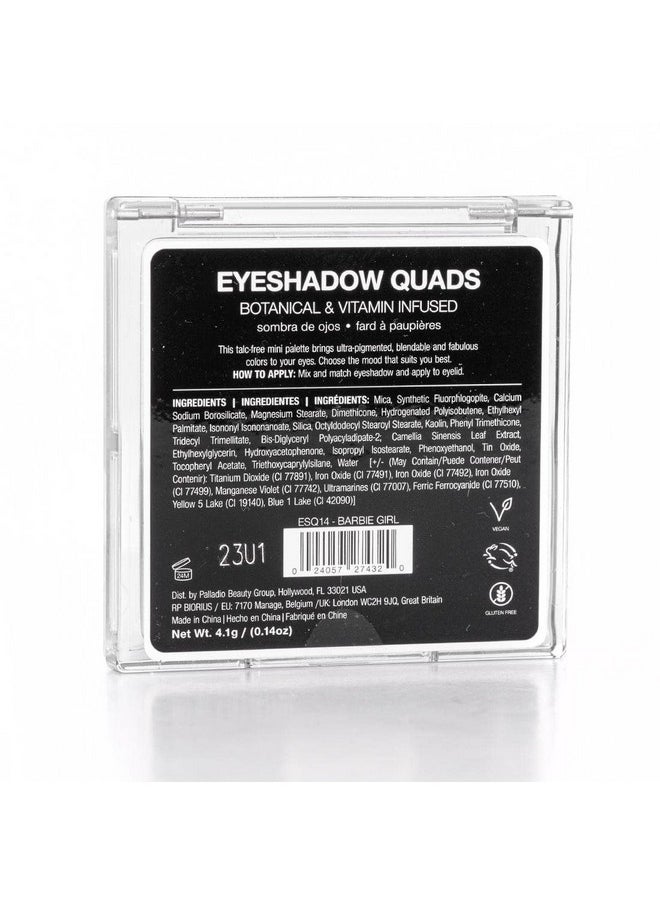 Eyeshadow Quads Velvety Pigmented Blendable Matte, Metallic & Shimmer Finishes, Creamy Formula, Four Way Quad Eye Shadow Palette, Talc-Free (Girly)