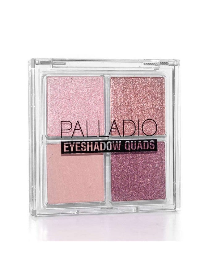 Eyeshadow Quads Velvety Pigmented Blendable Matte, Metallic & Shimmer Finishes, Creamy Formula, Four Way Quad Eye Shadow Palette, Talc-Free (Girly)