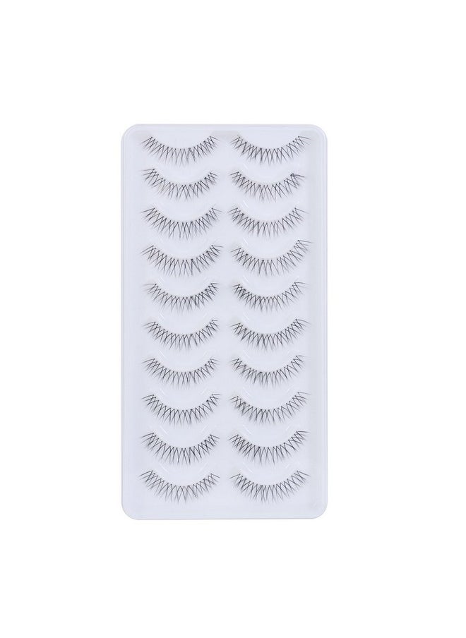 10 Pairs Natural Lashes That Look Like Extensions 5-13Mm Short False Eyelashes Handmade Clear Band Wispy Eyelashes For Daily Work Lashes Easy To Apply (A01)