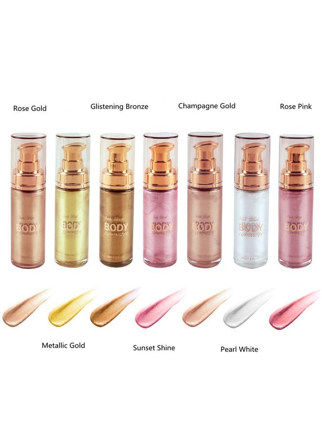 Body Luminizer 6 Colors Waterproof Smooth Shimmer Face Body Glow Illuminator Non-Sticky Liquid Body Highlight Illuminator (30 Ml, 06 Rose Pink)