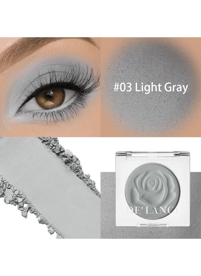 Matte Grey Eyeshadow Single, Matte Gray Eyeshadow Palette For Cool Tone, Longwear Natural Punk Goth Grey Eye Shadow Makeup, Blendable Blue Grey Smoky Eye Makeup For Women Day & Night, #03