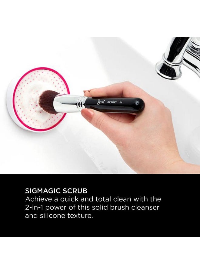 Portable 2-In-1 Sigmagic Scrub - Solid, Professional Grade Makeup Brush Cleaner With Silicone Texture To Quickly And Effectively Remove Makeup Residue & Build Up On Makeup Brushes (1Pc)