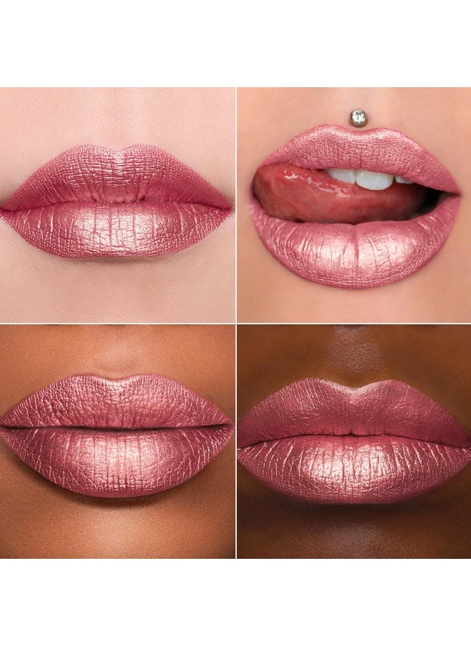 Pink Nude Lipstick For Women Metallic Lipsticks Glitter Long Lasting Lipstick No Smudge No Transfer Liquid Lip Gloss (Br017 Love Fighter)