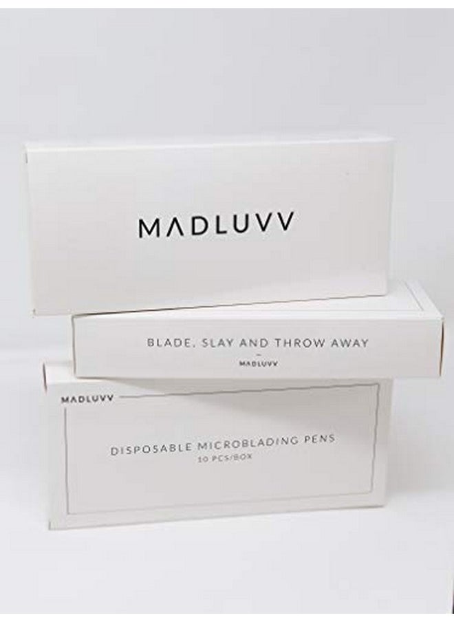 #12 Professional Brow Artistry Pens For Flawless Eyebrows, Hair Strokes & Shading, Premium Pens For Pigment Ink, 20Mm Sterile Disposable Micro Brow Sharp - 10 Pack