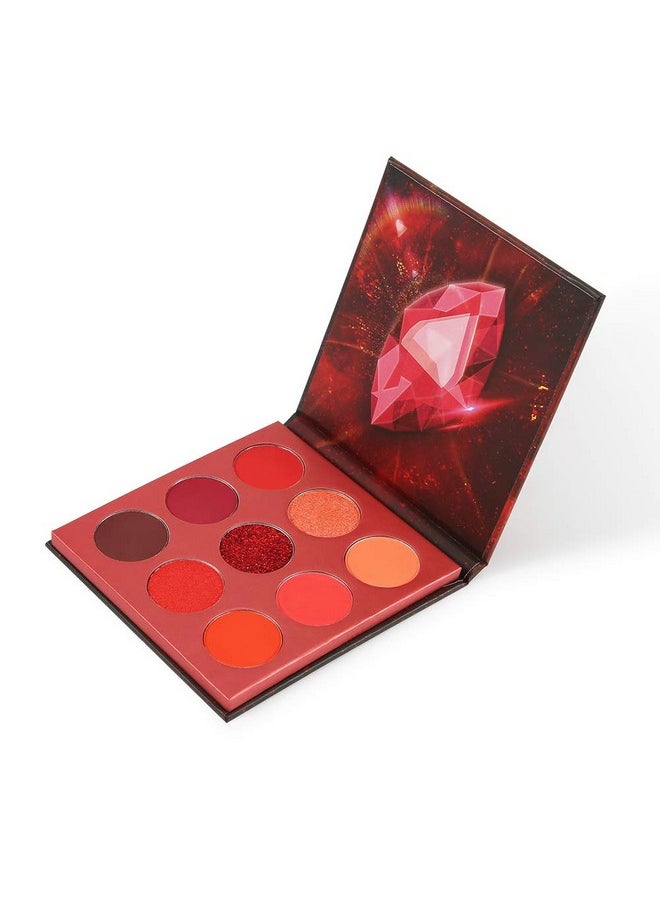 Eyeshadow Palette 9 Colors Red Eyeshadow Gemstone Shadow Palette Highly Pigmented Mattes Shimmers Naked Smokey Glitter Cream Colorful Powder Blendable Long Lasting Waterproof Makeup Palette