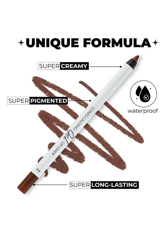 Matte Gel Lip Liner Pencil | Weightless & Creamytexture - Sharpenable - Longwear & Waterproof - High Pigmented & Flawless Finish - Cruelty-Free & Paraben-Free - 414, 1,7G/0.05Oz. (Intense Brown)