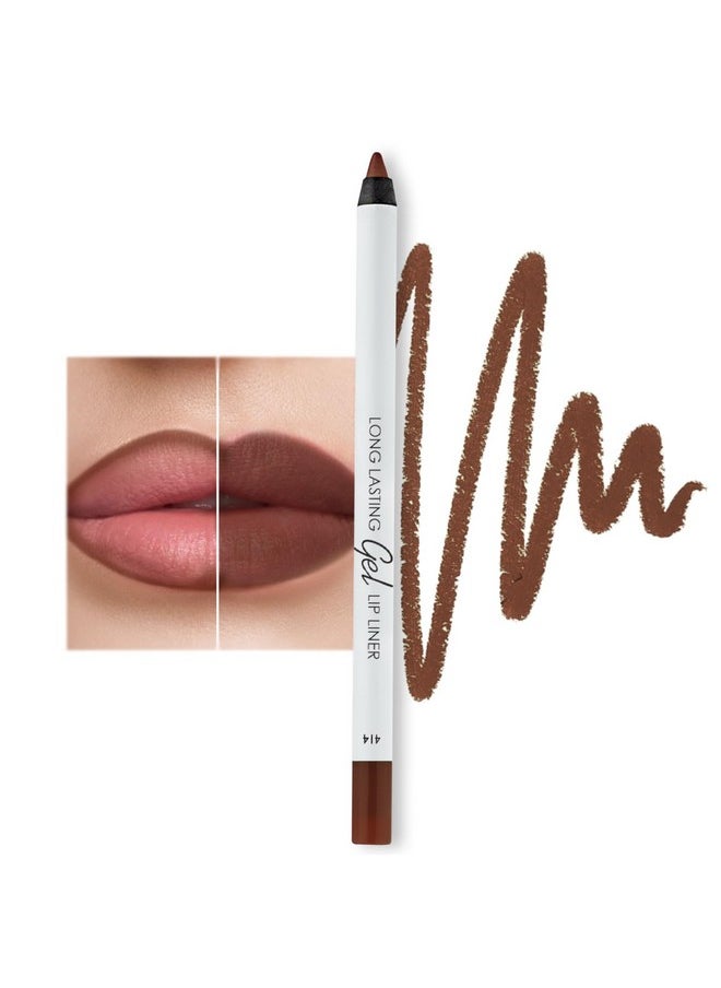 Matte Gel Lip Liner Pencil | Weightless & Creamytexture - Sharpenable - Longwear & Waterproof - High Pigmented & Flawless Finish - Cruelty-Free & Paraben-Free - 414, 1,7G/0.05Oz. (Intense Brown)