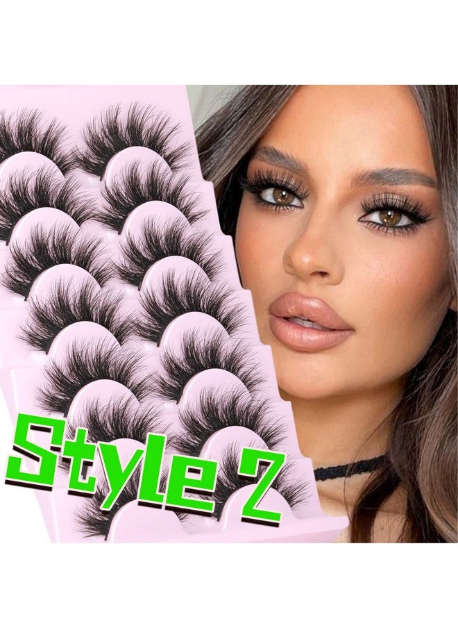 Fluffy False Eyelashes Natural Look 14-17Mm Cat Eye Lashes Pack, 5D Wispy Curly Fake Lashes By Tnfvloneins - 21 Pairs 3 Styles